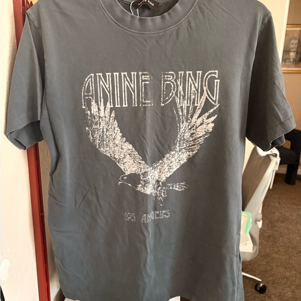 Anine Bing Charcoal Eagle Tee
